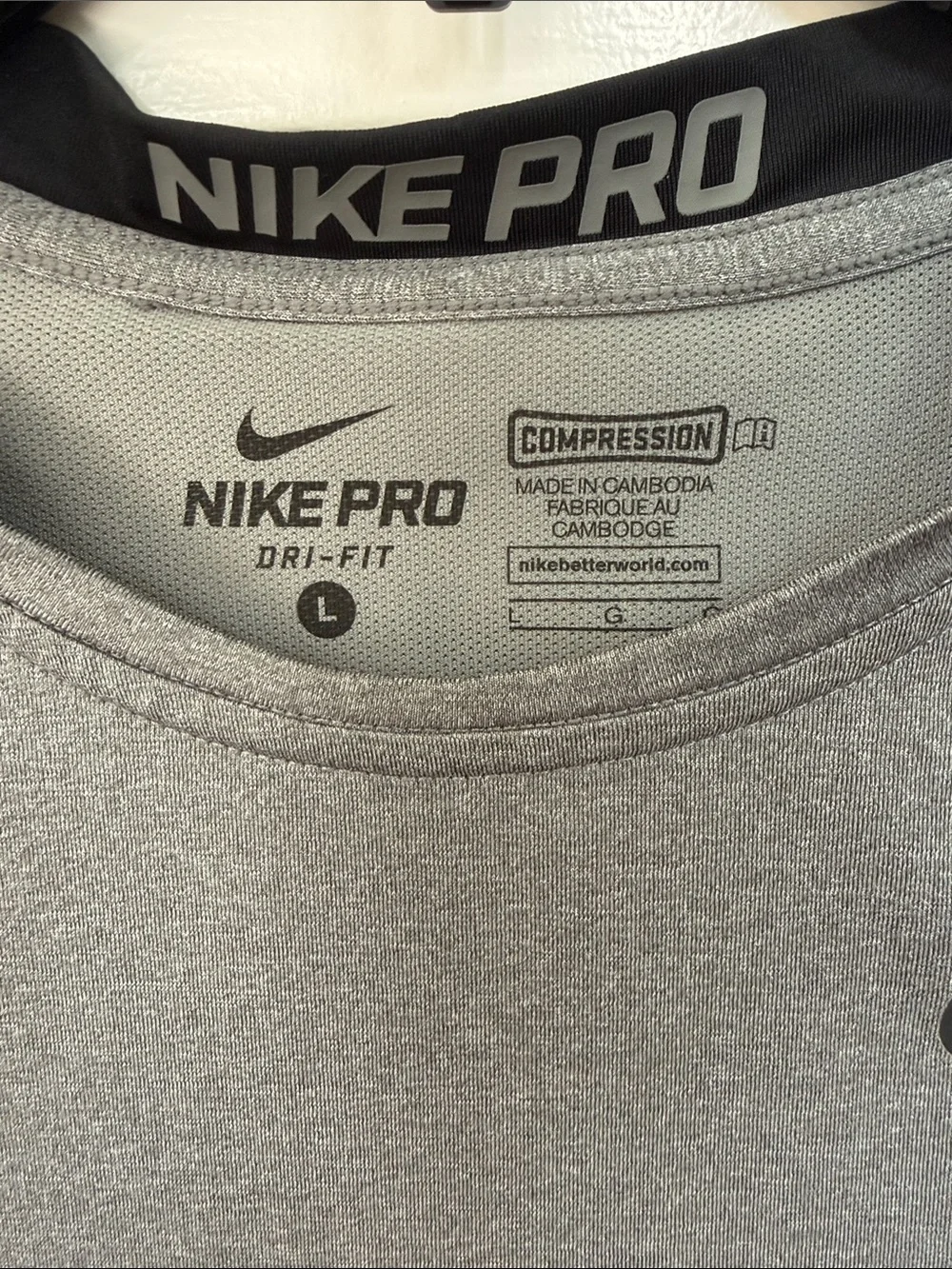 Nike Mens Dri Fit Grey Athletic Compression Short Sleeve Top Large